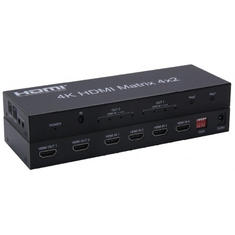4K HDMI Matrix 4x2, support 2 audio output